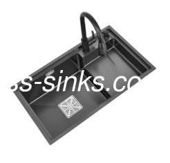 سینک آشپزخانه زاویه ای مدرن فولاد ضد زنگ ترکیب کامل سبک و عملکرد با تجهیزات نصب شامل