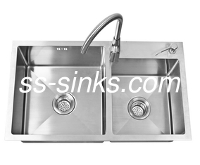 کاسه سینک دست ساز پیش بند استیل R10 دو لگنه 3.5 میلی متری