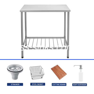 میز کابینت بالا نصب مستطیل فولاد ضد زنگ شستشو تا کاسه