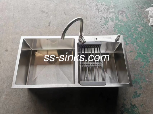 سری 304 فولاد ضد زنگ دست ساز سینک دو قاشق نصب بالا برای آشپزخانه