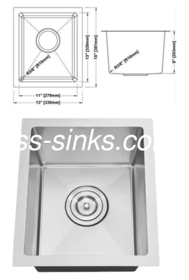 OEM Undermount Stainless Steel Kitchen Sink 14-1/2*17' اندازه داخلی یک کاسه با نردبان