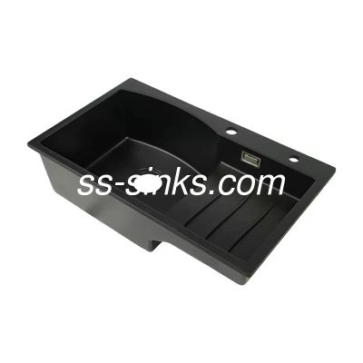 سینک آشپزخانه سنگ کوارتز مستطیلی استیل 2 سوراخه 3-1/2 اینچ