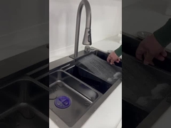 فروش داغ رنگ سیاه فولاد ضد زنگ دست ساز یک کاسه سینک با 3 نوع شیر با لوازم جانبی